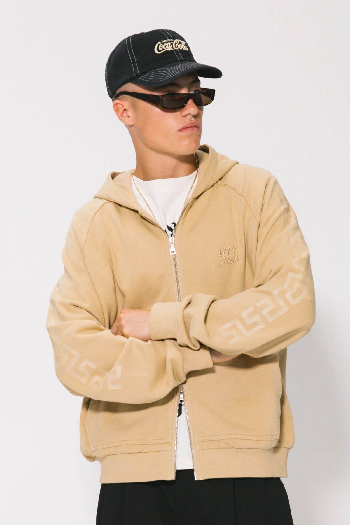 Beige Geo Hoodie Track Suit