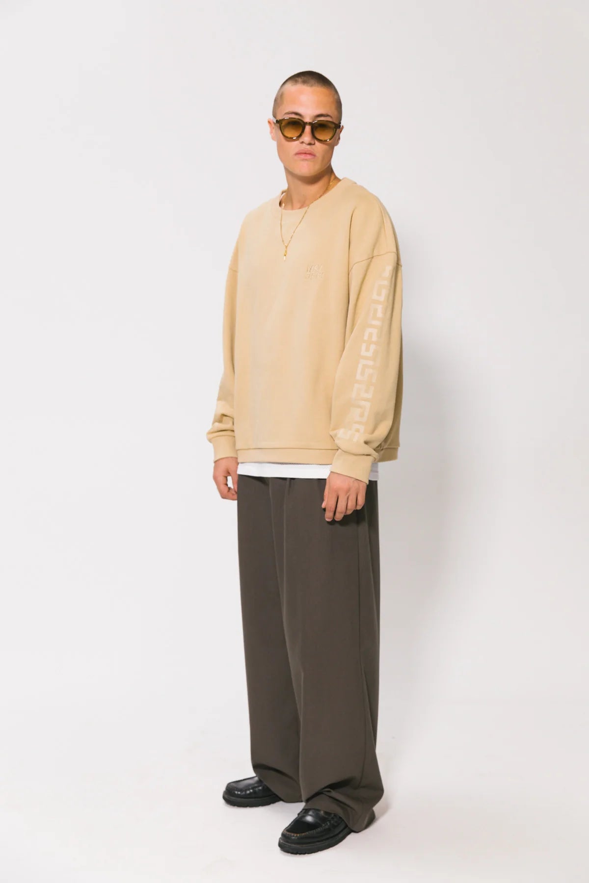 Beige Fleece Geo Track Suit