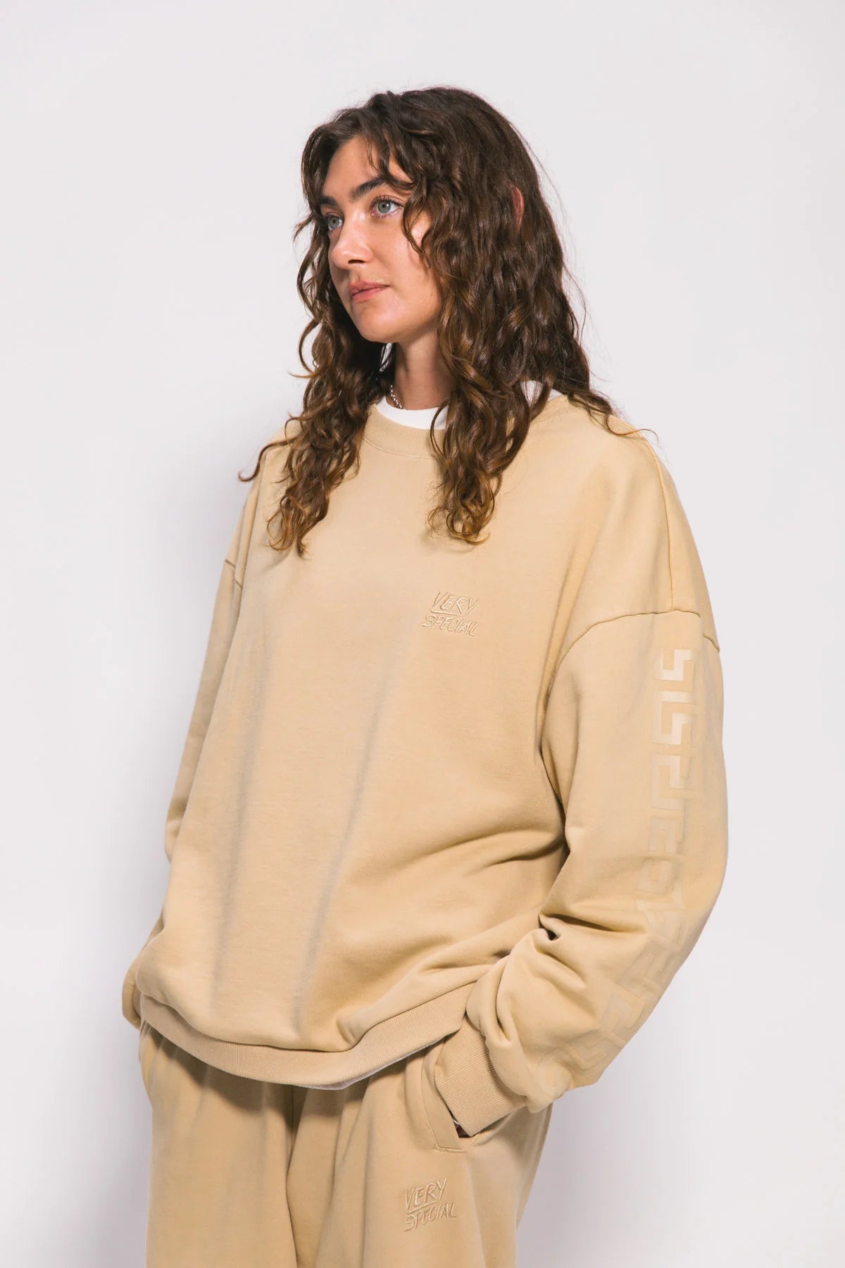 Beige Fleece Geo Track Suit