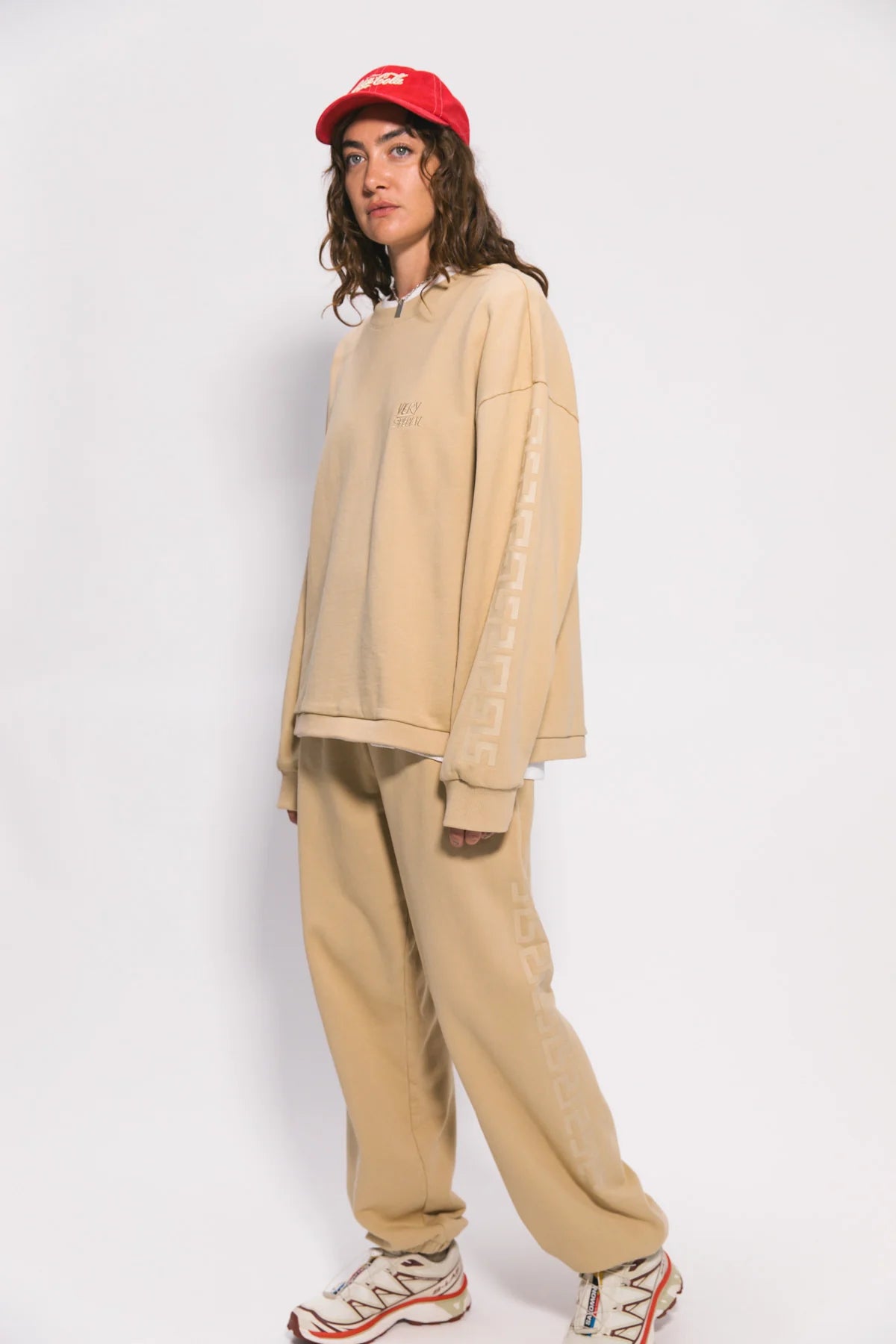 Beige Fleece Geo Track Suit