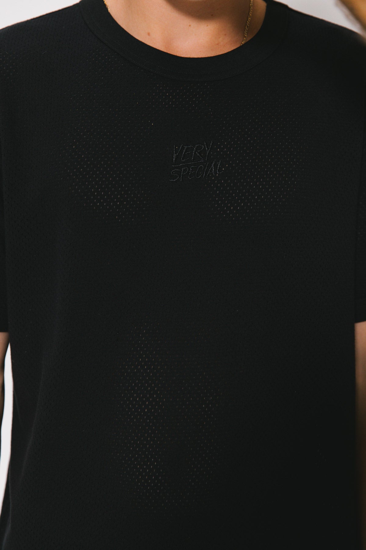 Black Mesh Fitted Tee