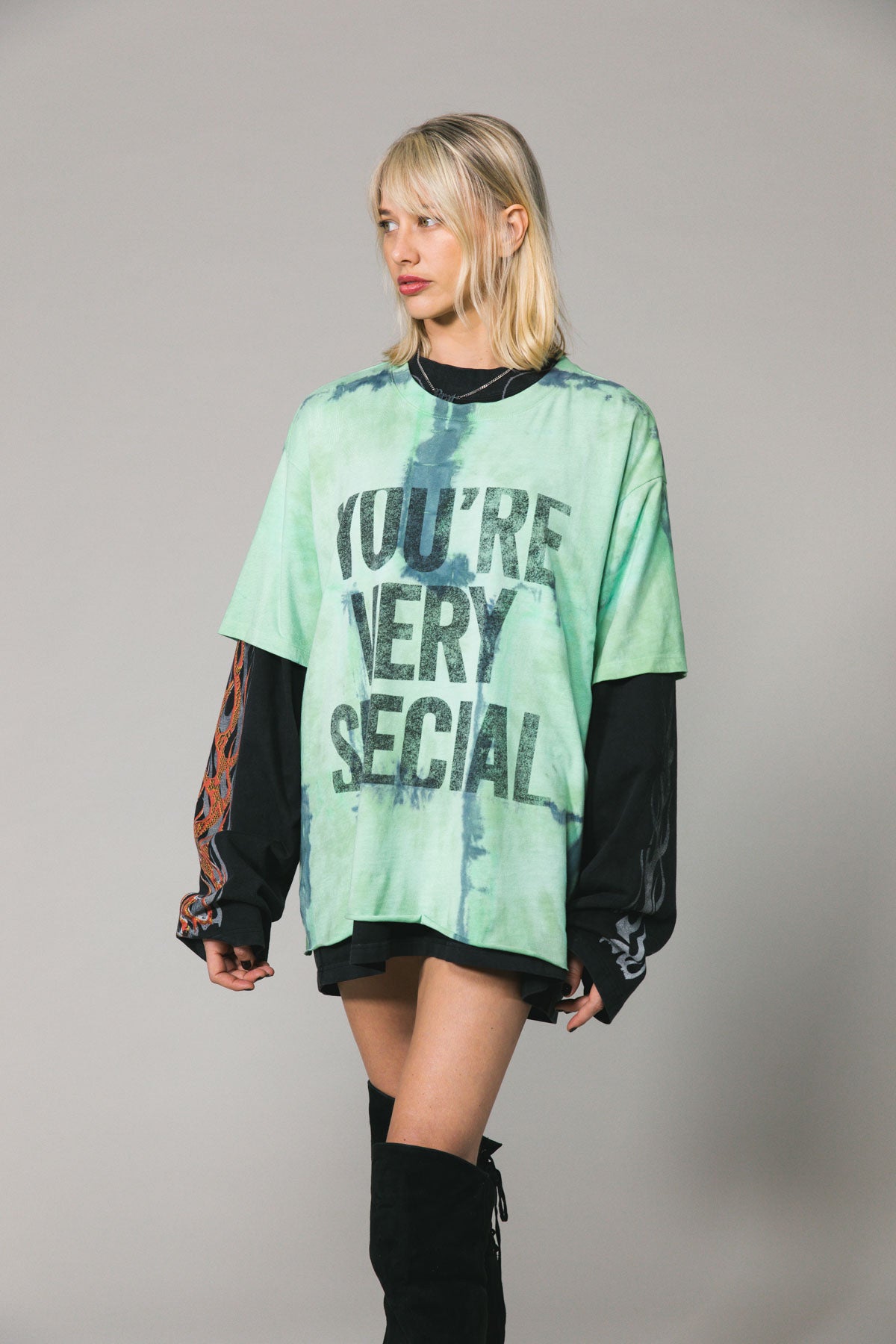Green Tie Dye YVS Trashed Tee