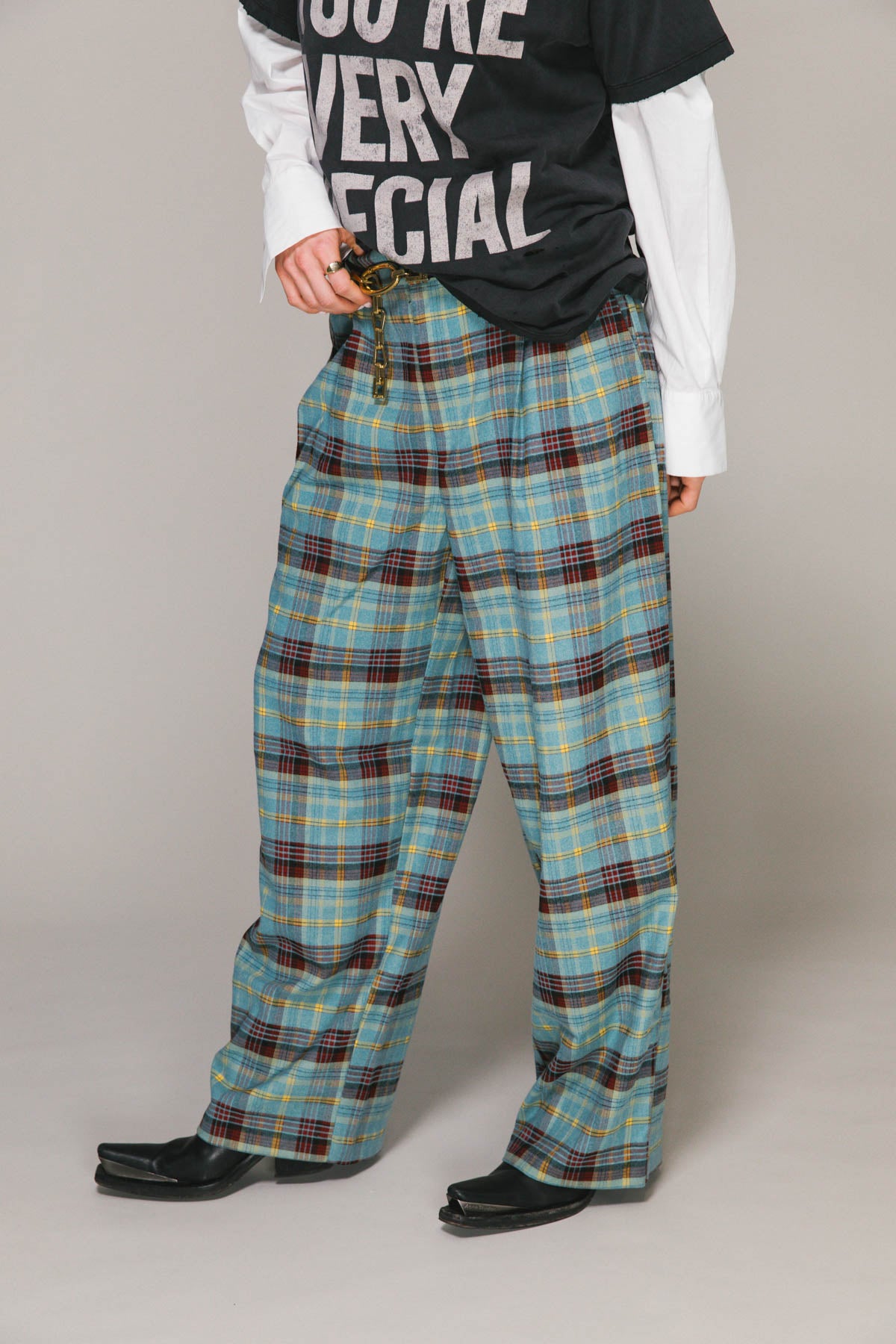 Blue Plaid Westwood Pleated Pants