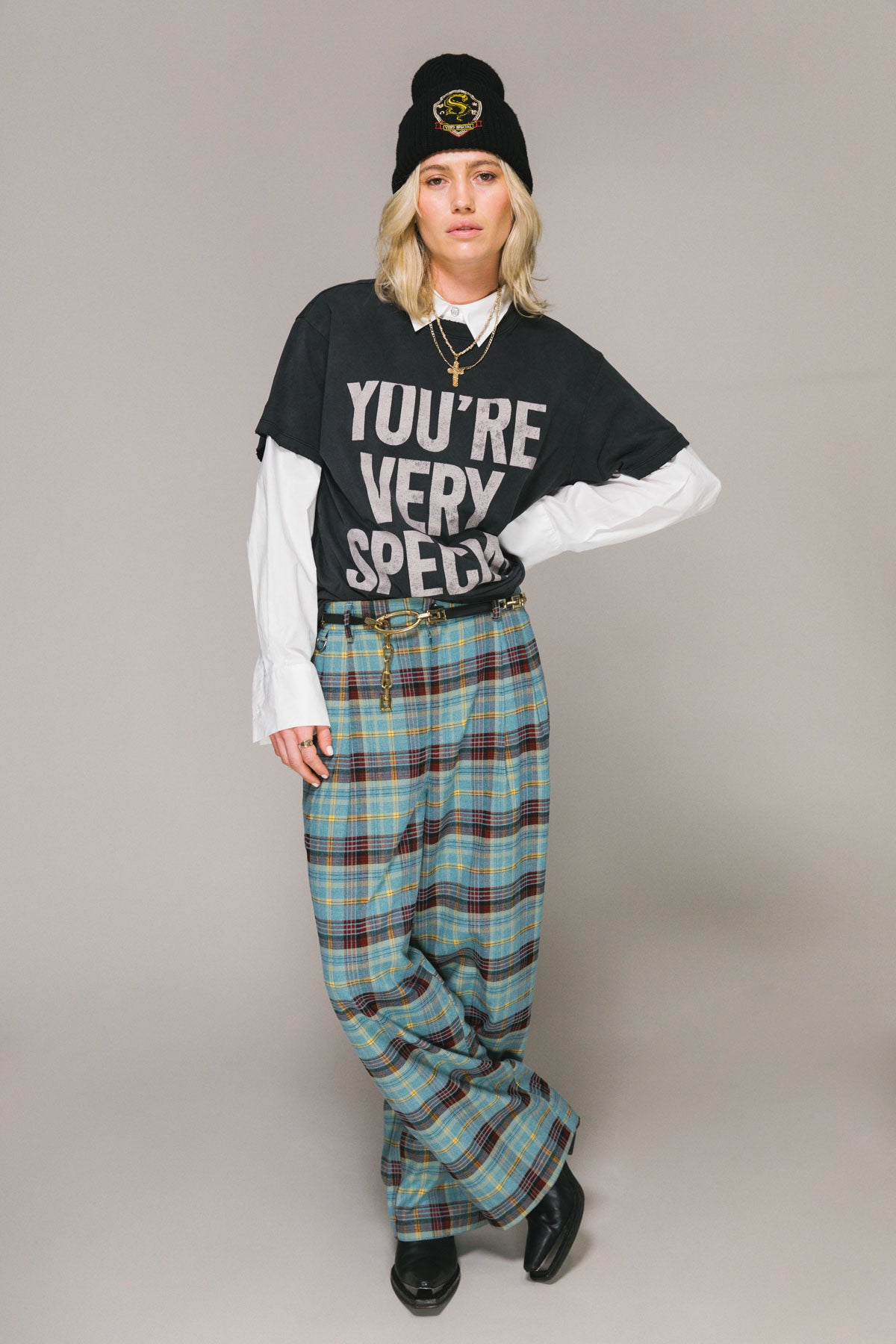 Blue Plaid Westwood Pleated Pants