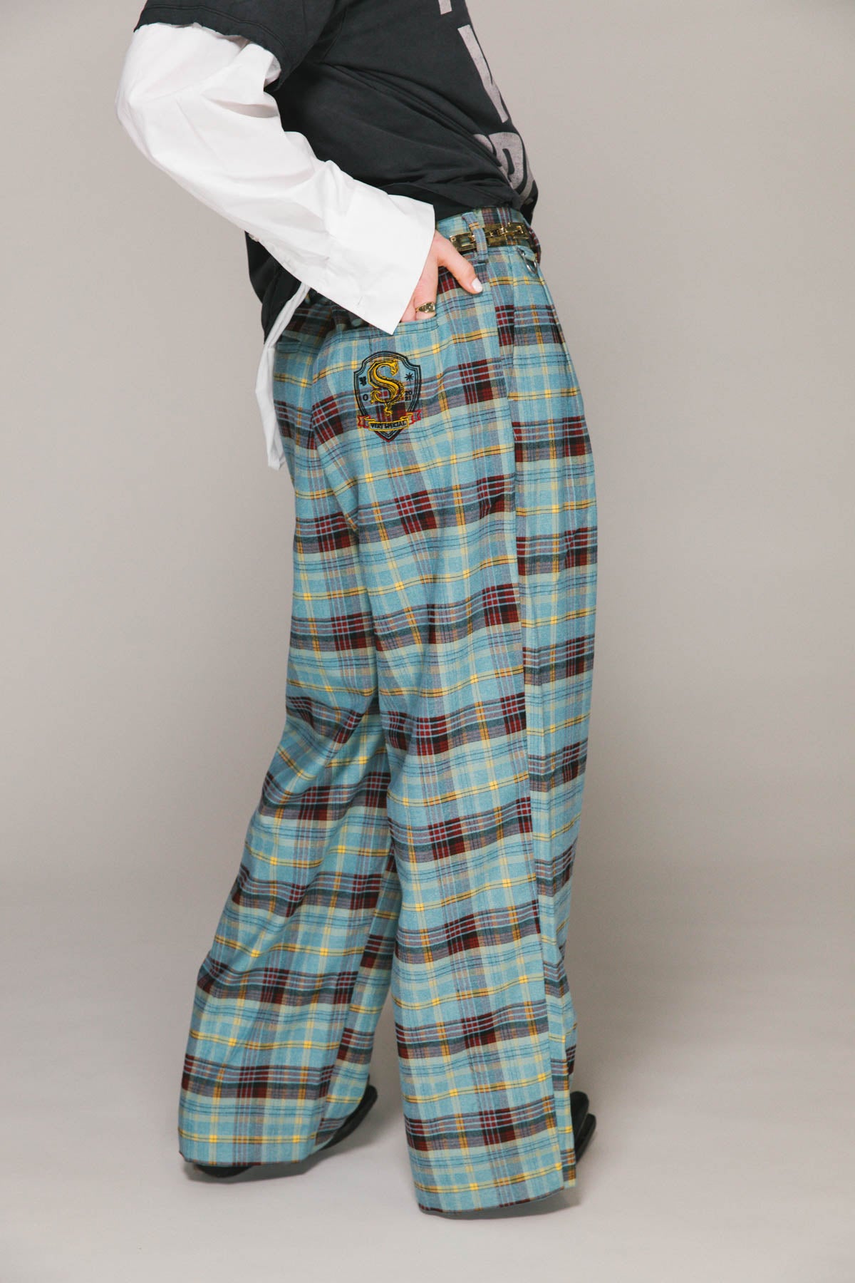 Blue Plaid Westwood Pleated Pants