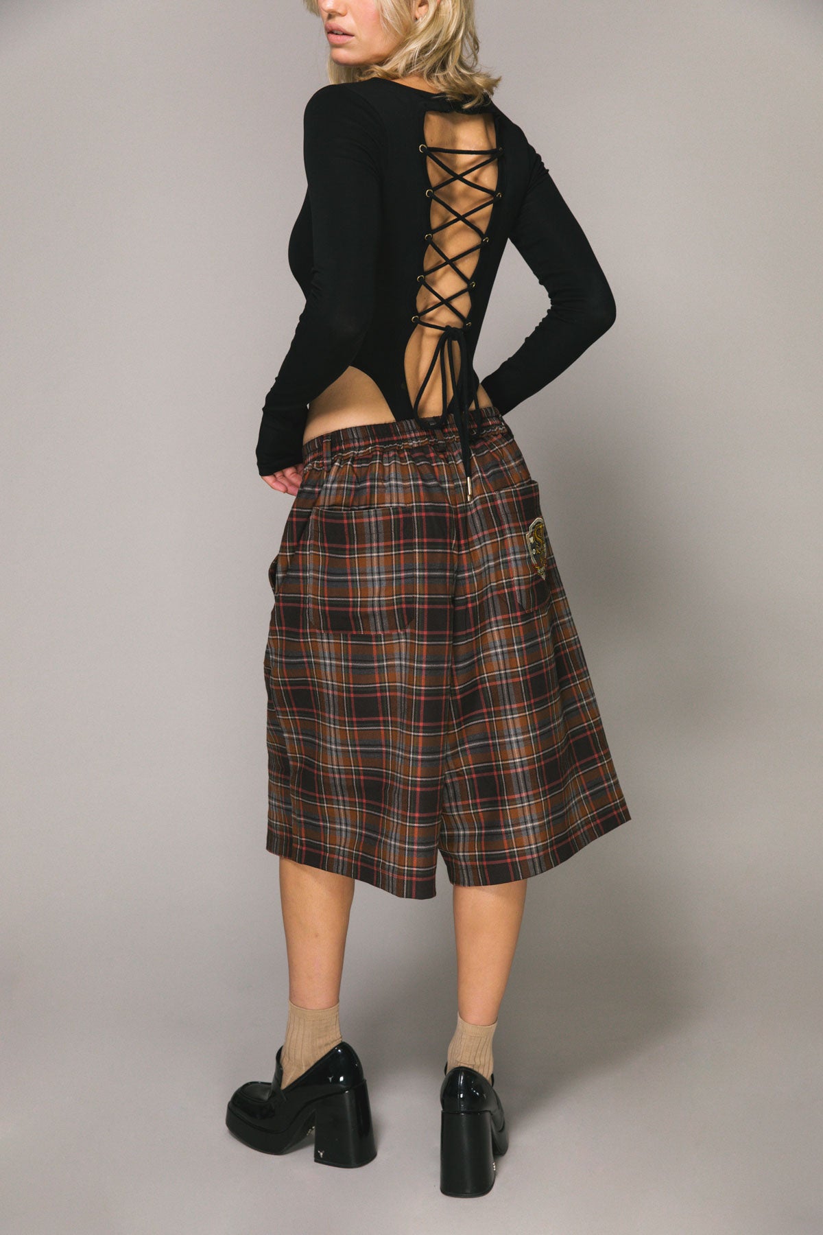 Brown Plaid Baggy Shay Short