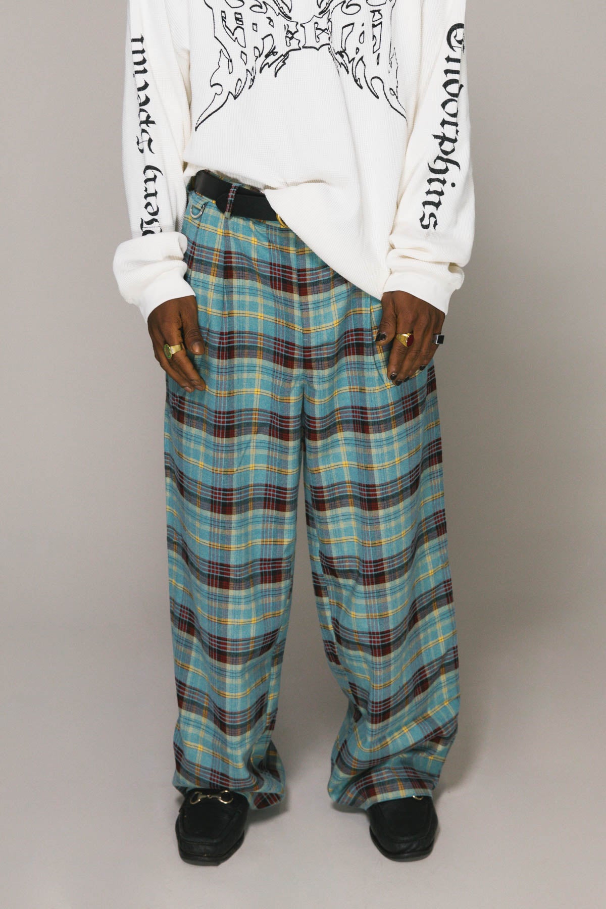 Blue Plaid Westwood Pleated Pants