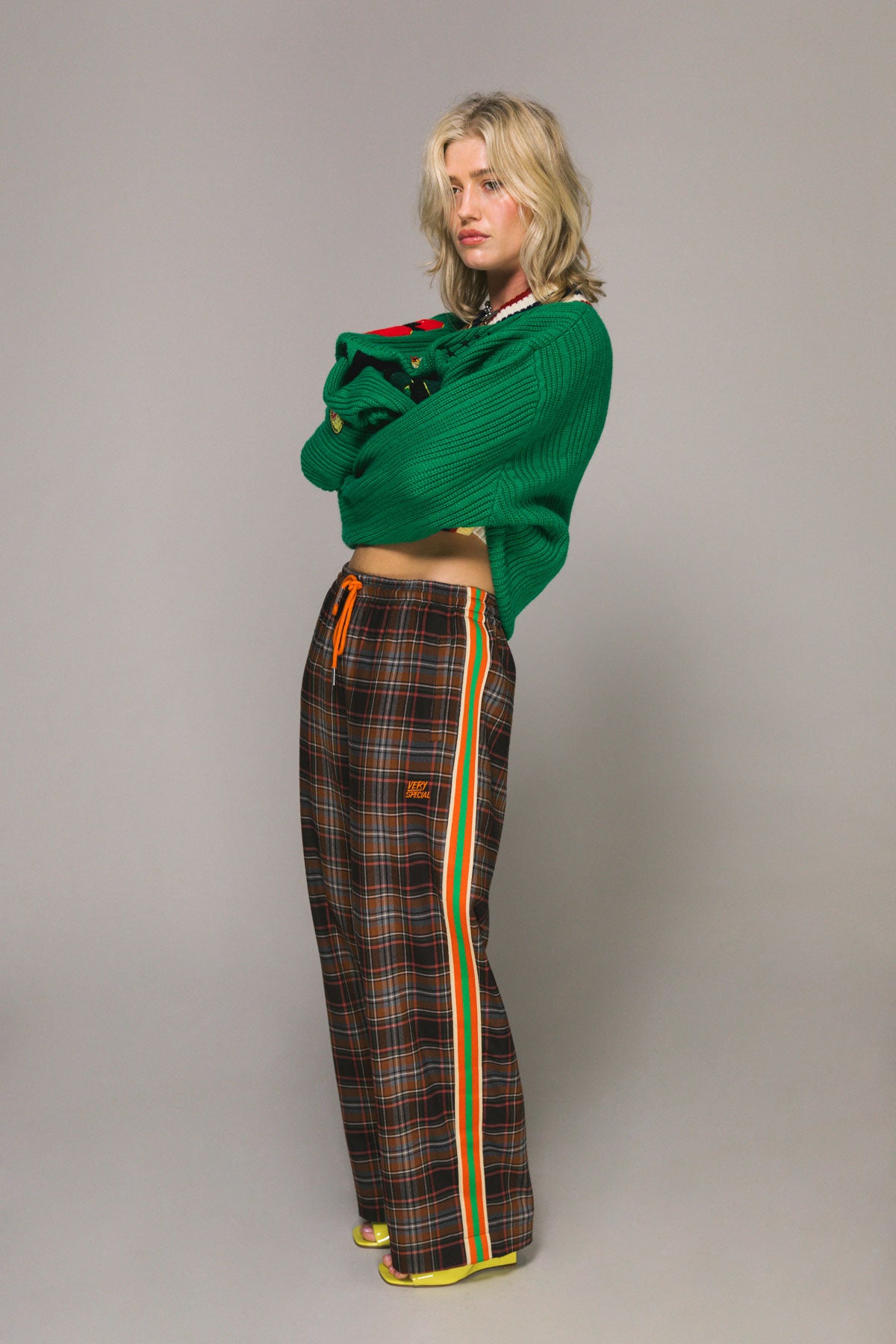Brown Plaid Check Baggy Vacay Pants