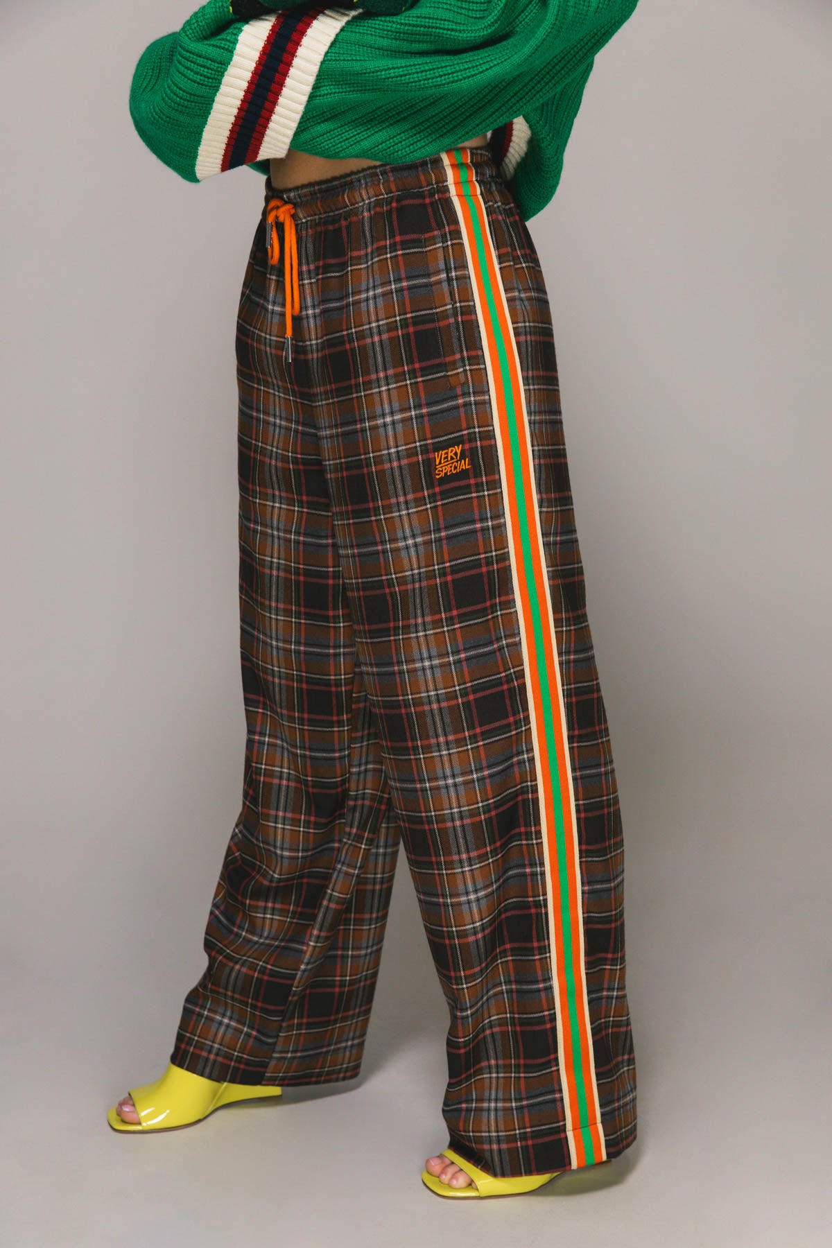 Brown Plaid Check Baggy Vacay Pants