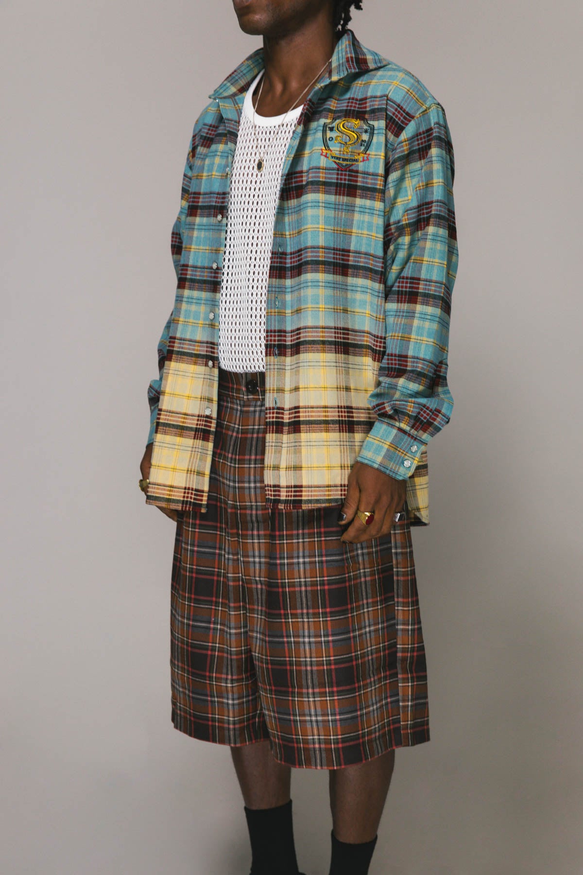 Brown Plaid Baggy Shay Short