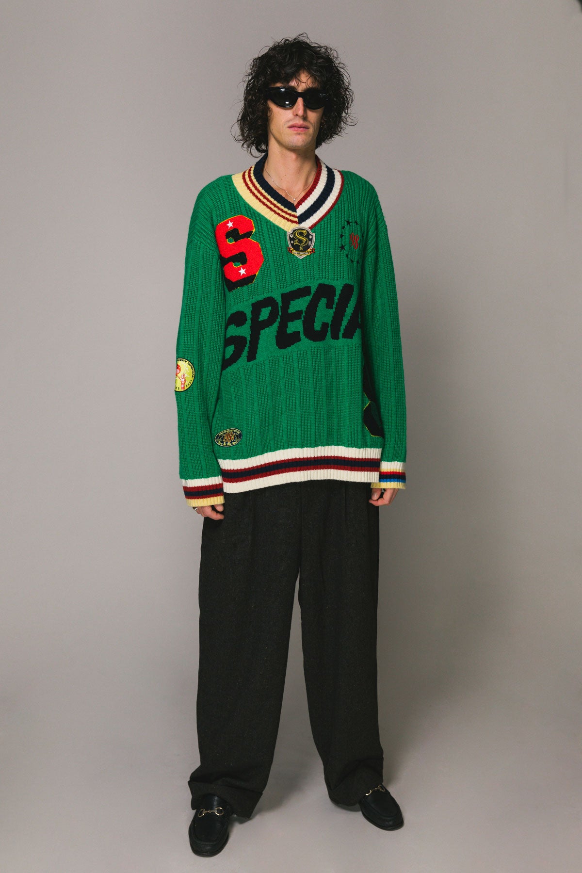 Green Patch Knit Sweater