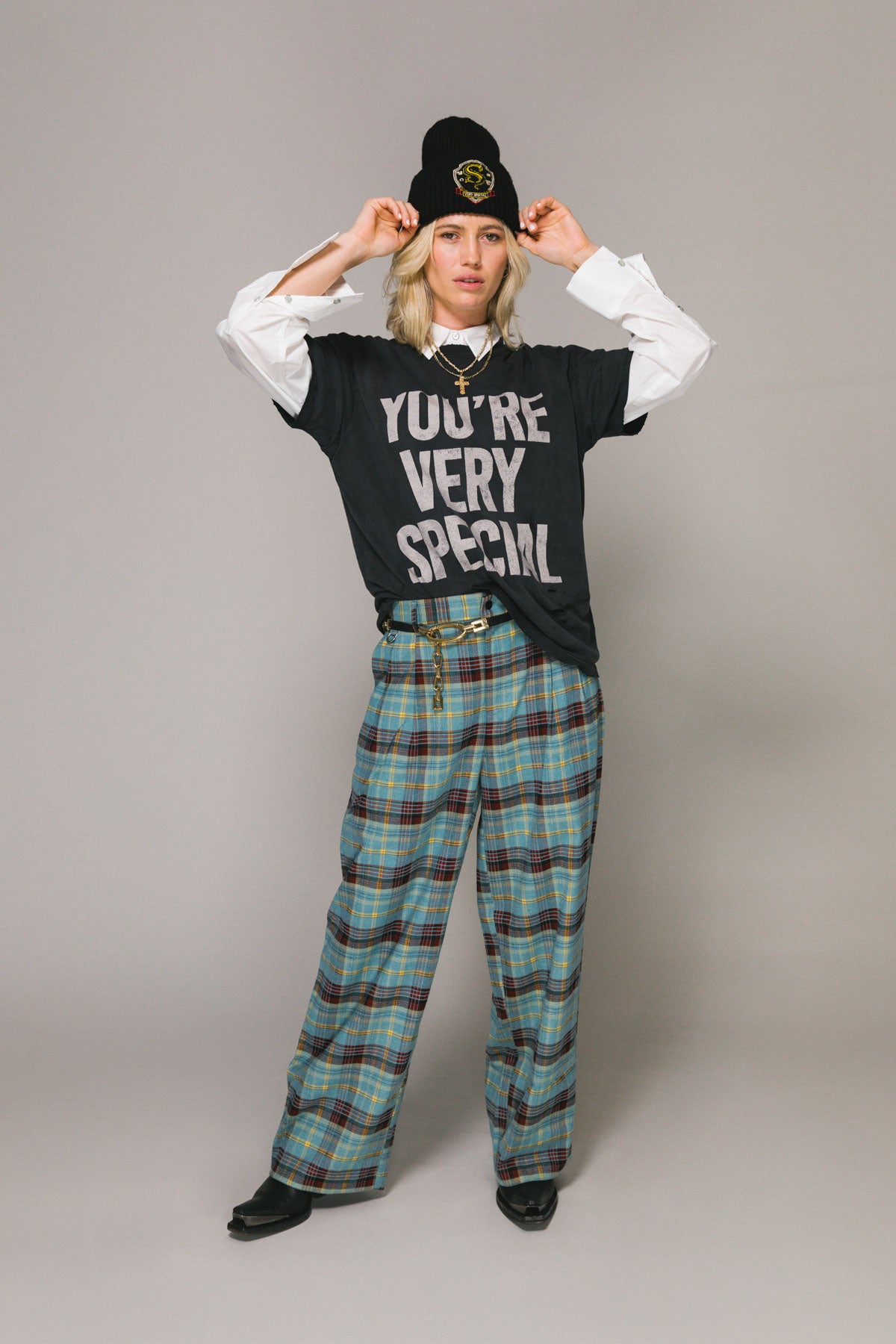 Blue Plaid Westwood Pleated Pants