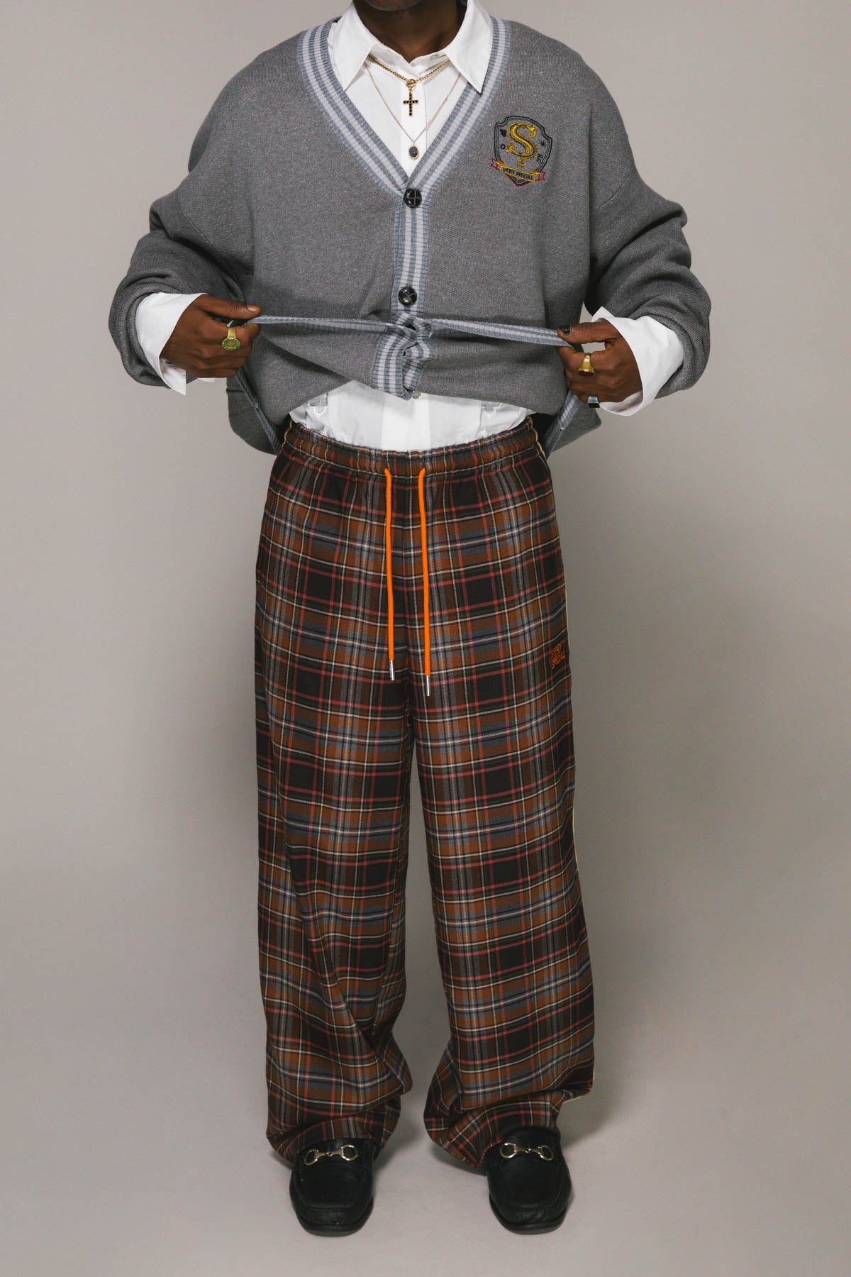 Brown Plaid Check Baggy Vacay Pants