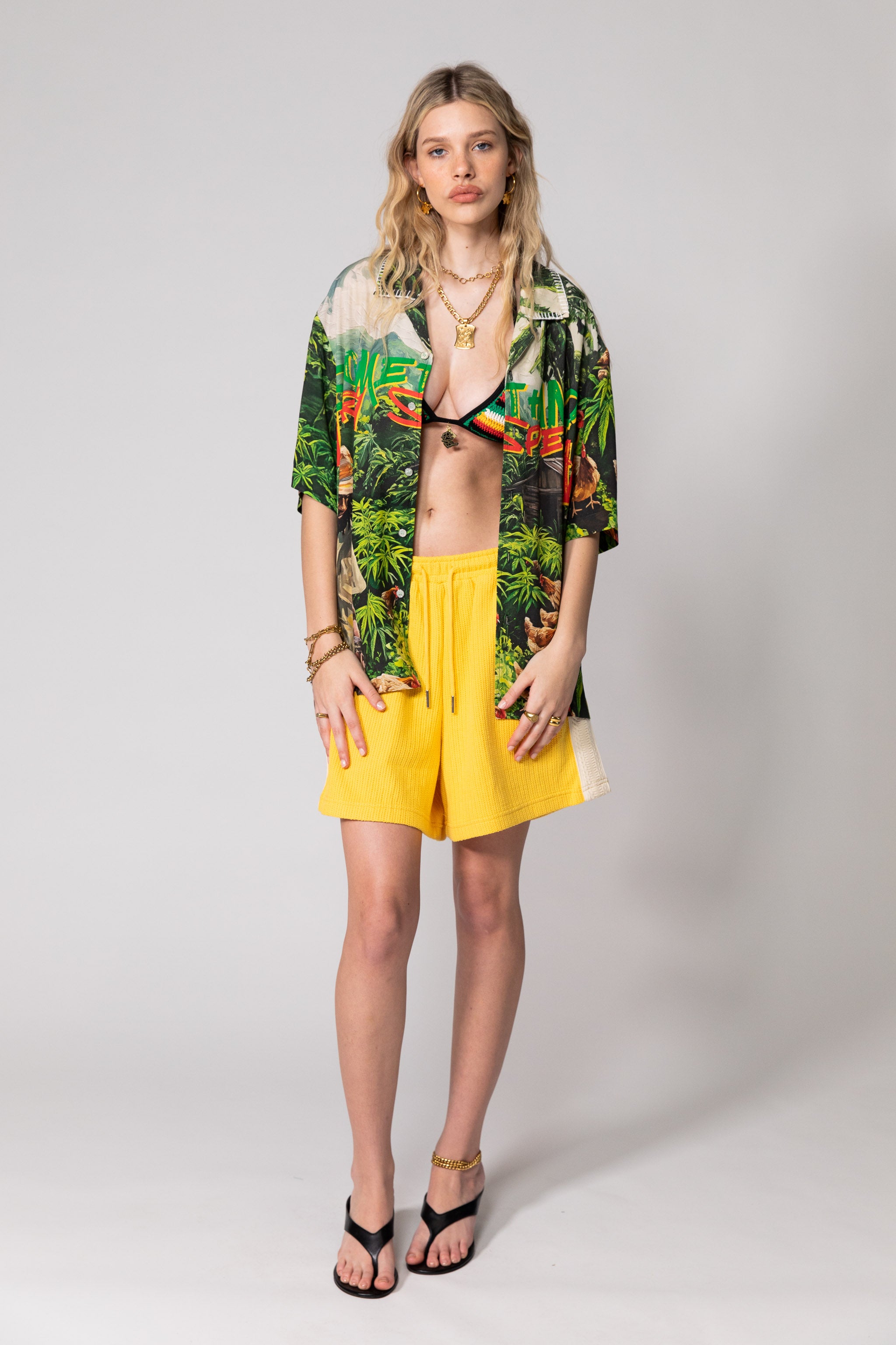 Yellow Knitted Mid Resort Shorts