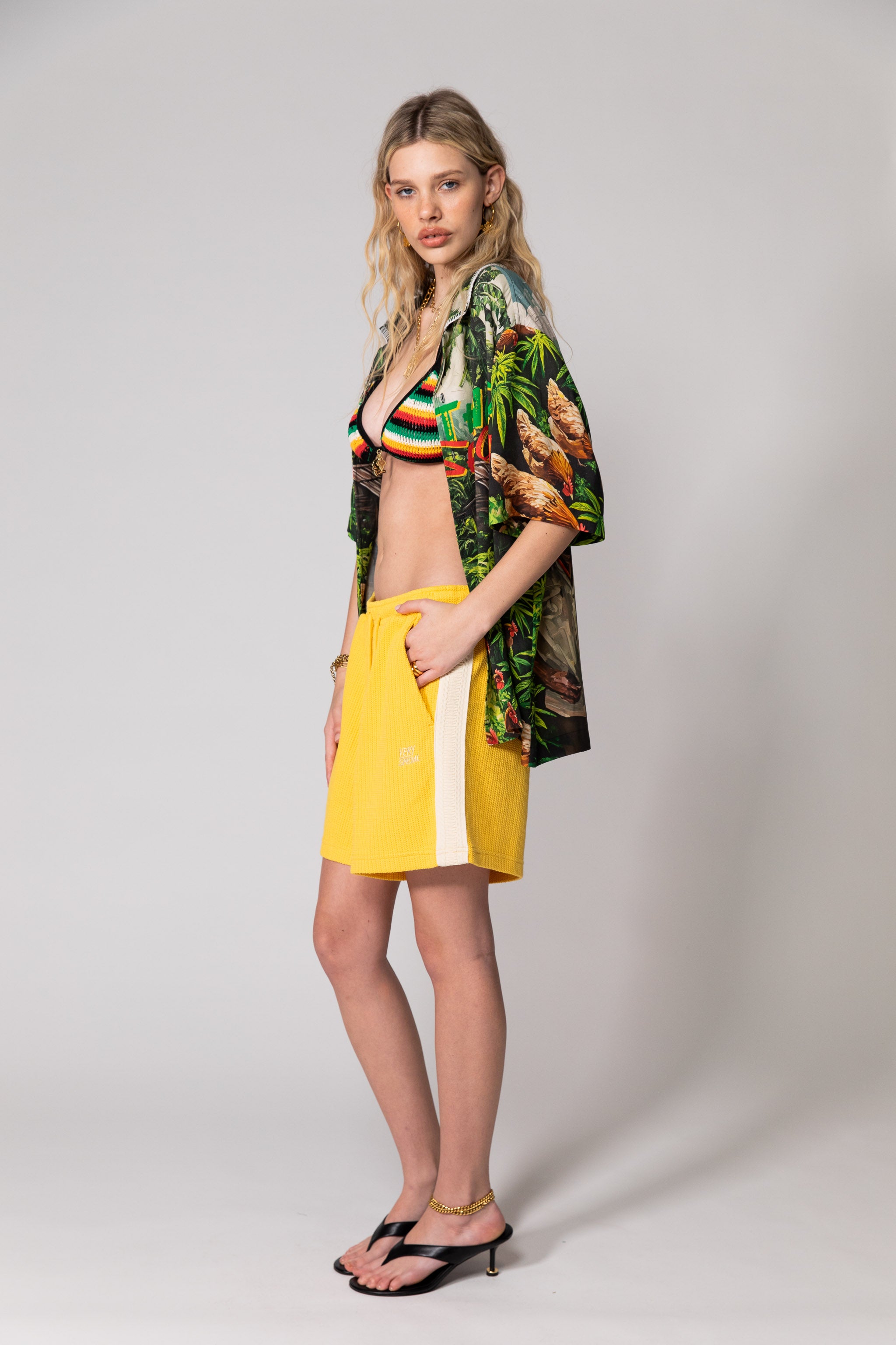 Yellow Knitted Mid Resort Shorts