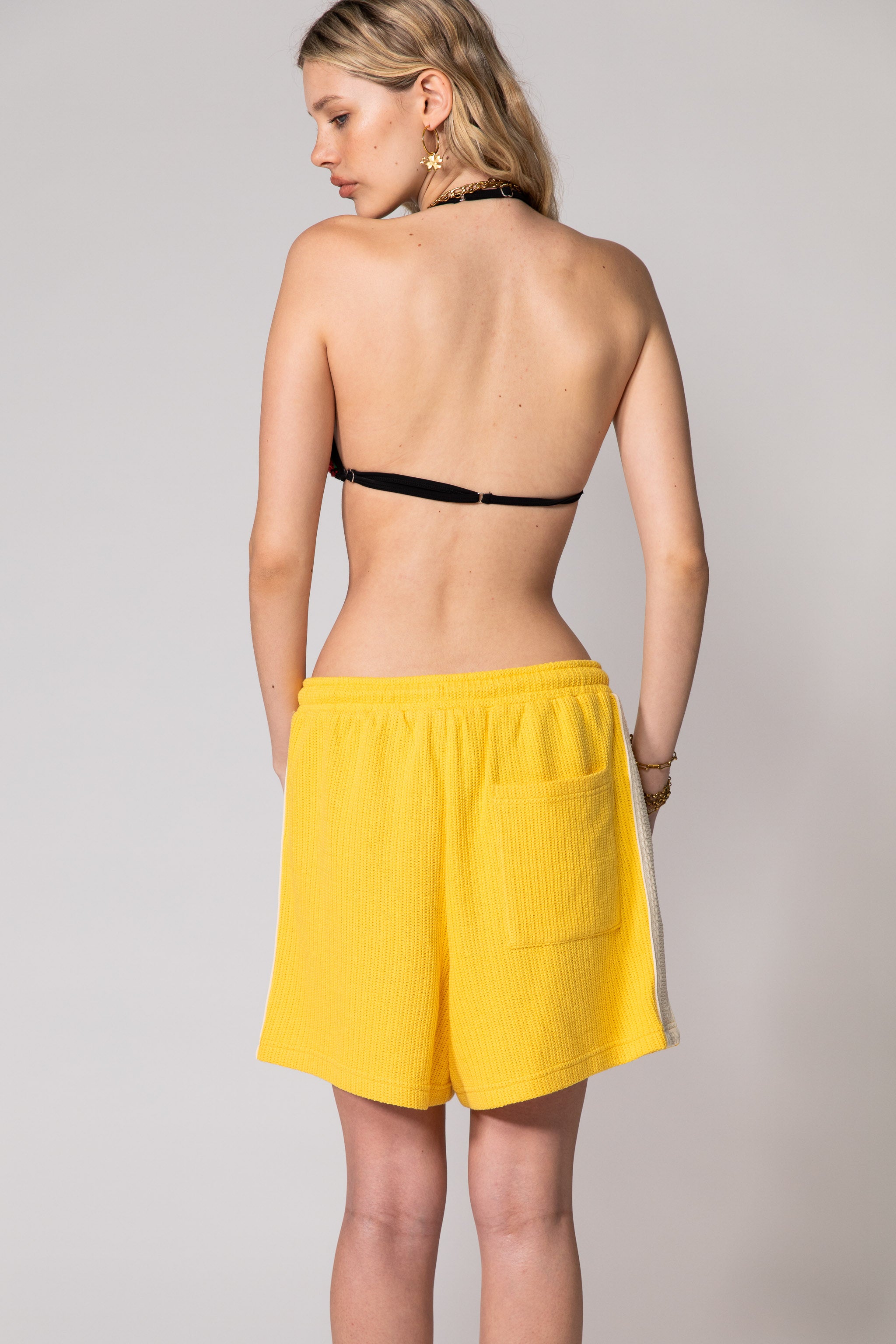 Yellow Knitted Mid Resort Shorts