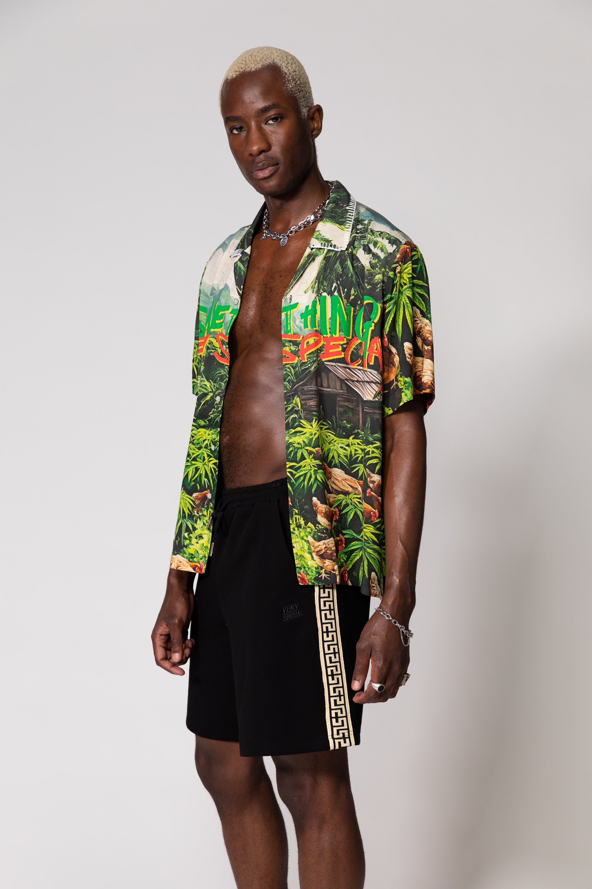 Black Geo Track Shorts