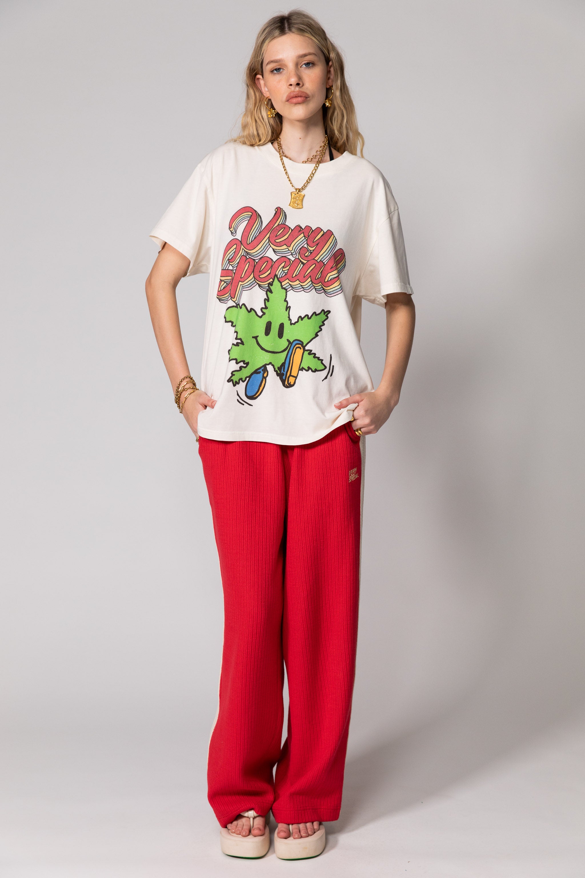 Red Knitted Baggy Pants