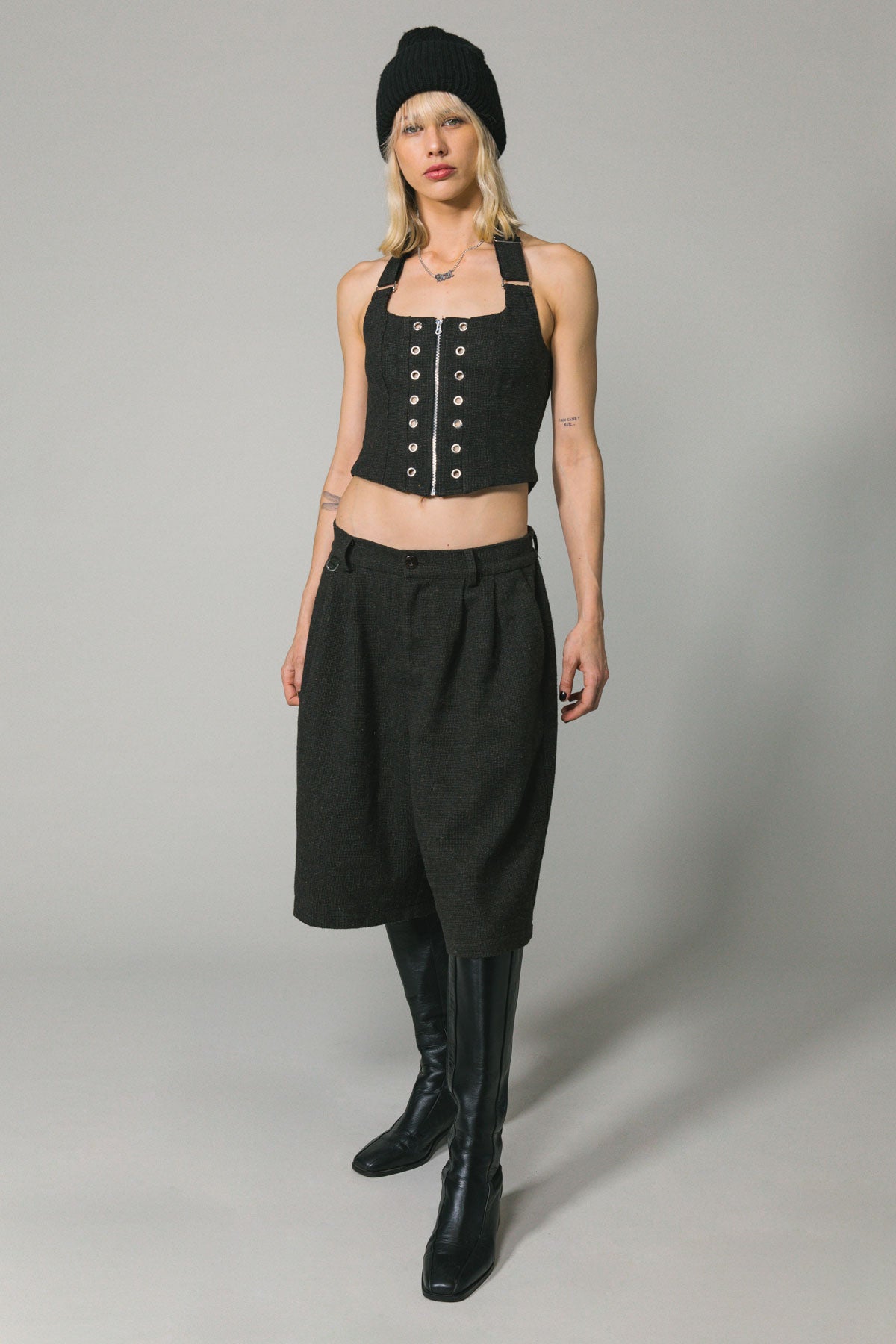 Charcoal Wool Baggy Shay Short