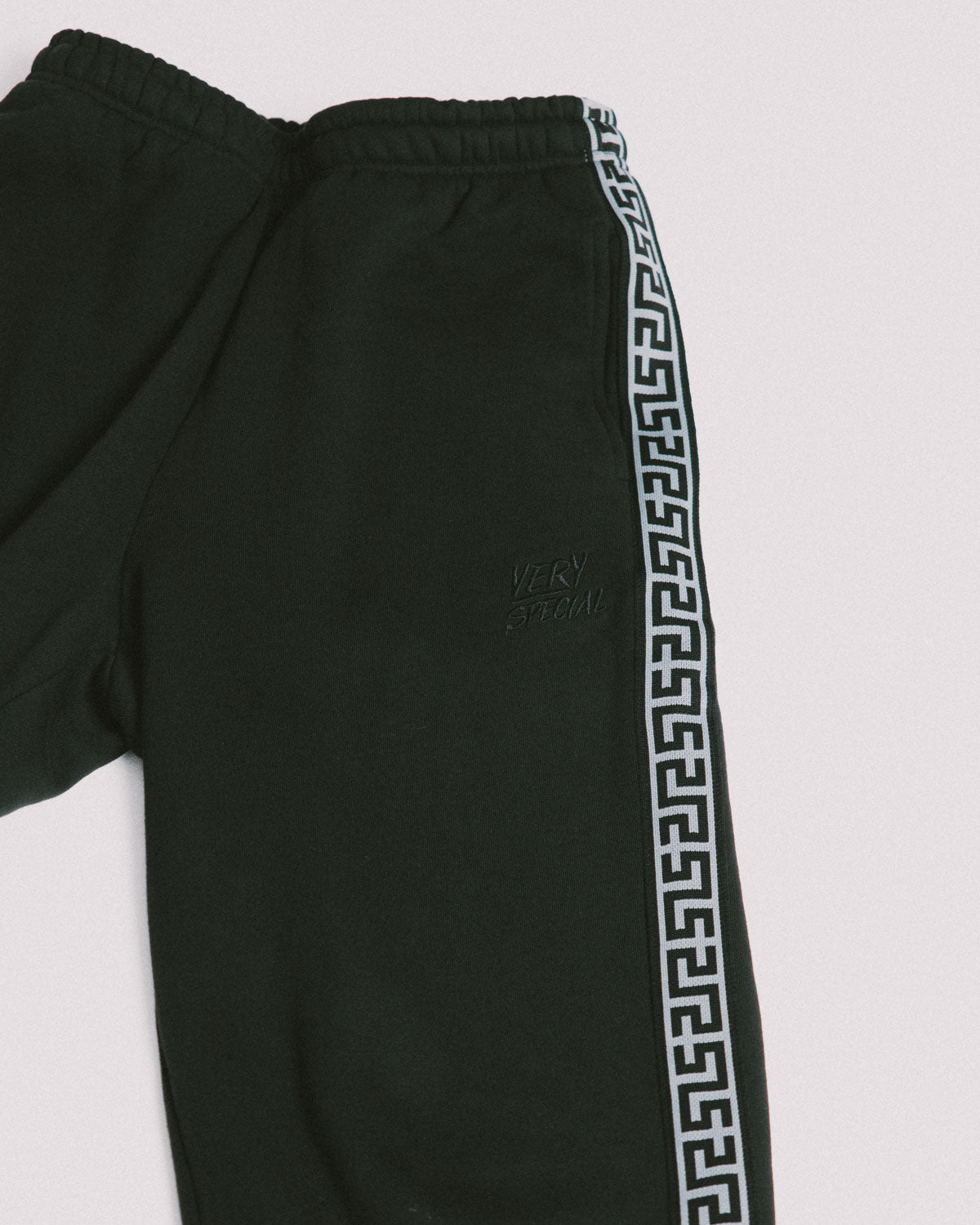 Black "Geo" Fleece Straight Leg Track Pant