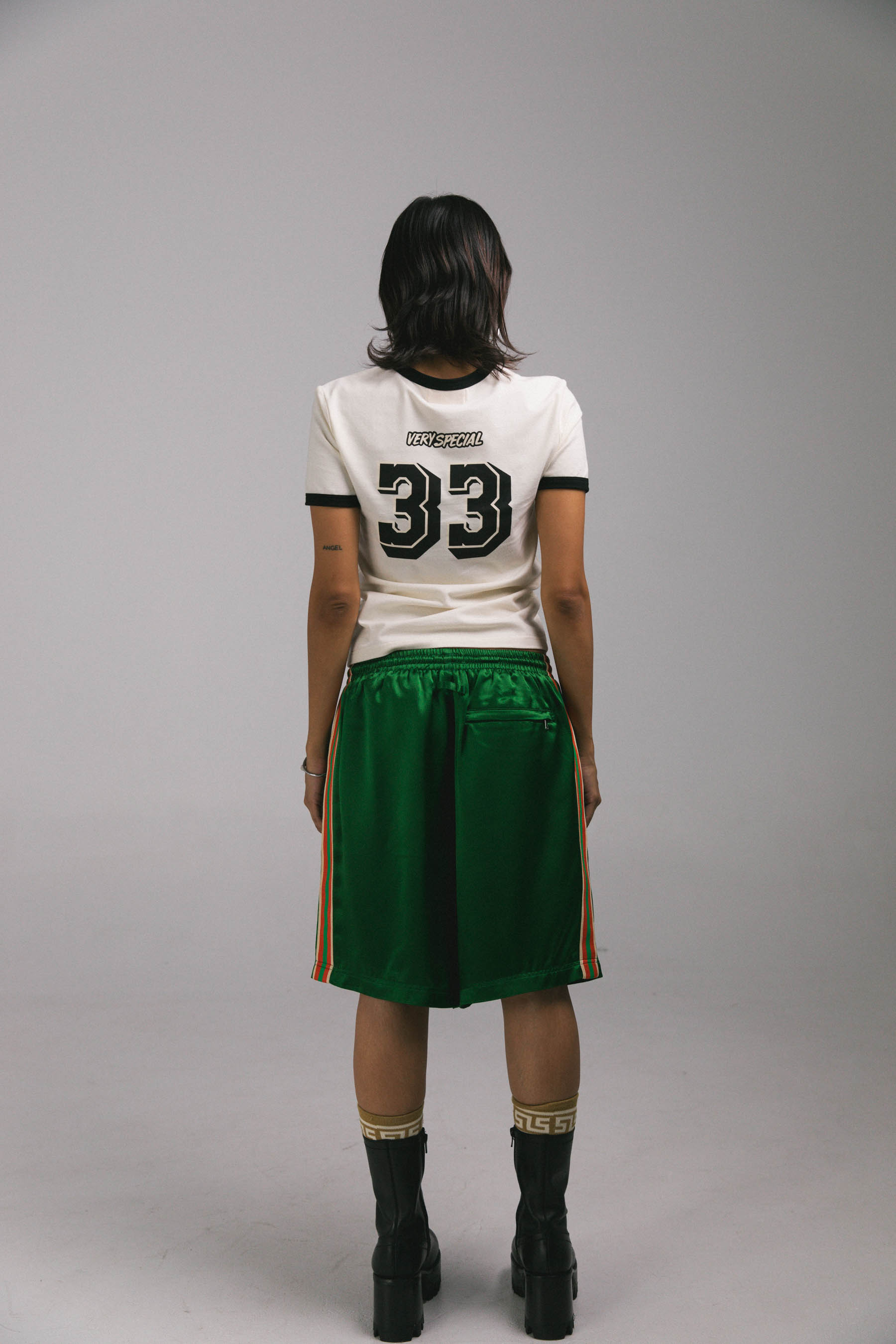 Green Satin "Stripe" Basketball shorts