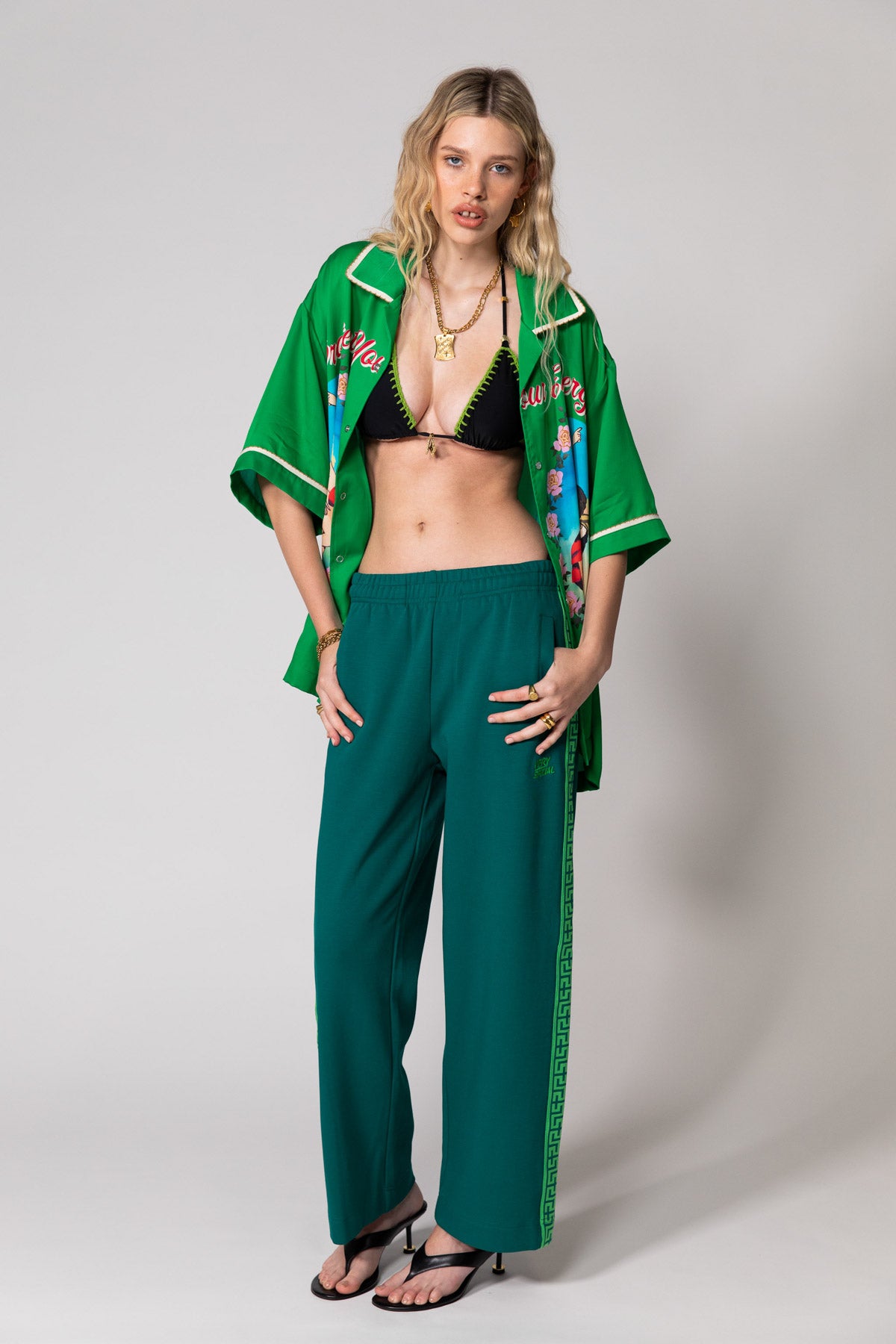 Green Geo Track Pants