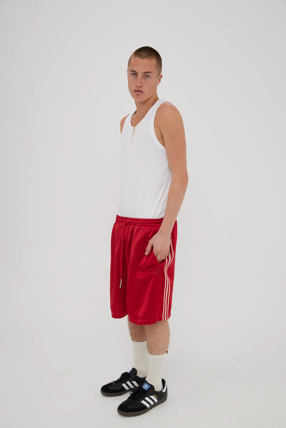 Red Satin "Stripe" Basketball shorts