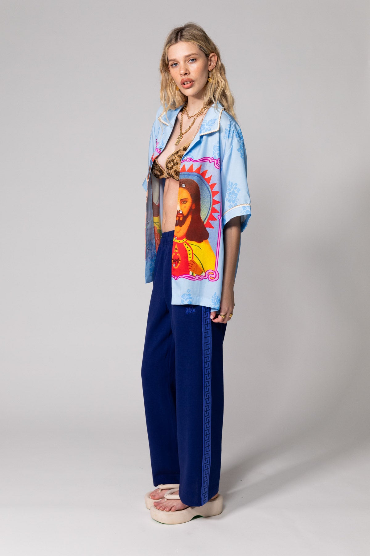 Navy Geo Track Pants