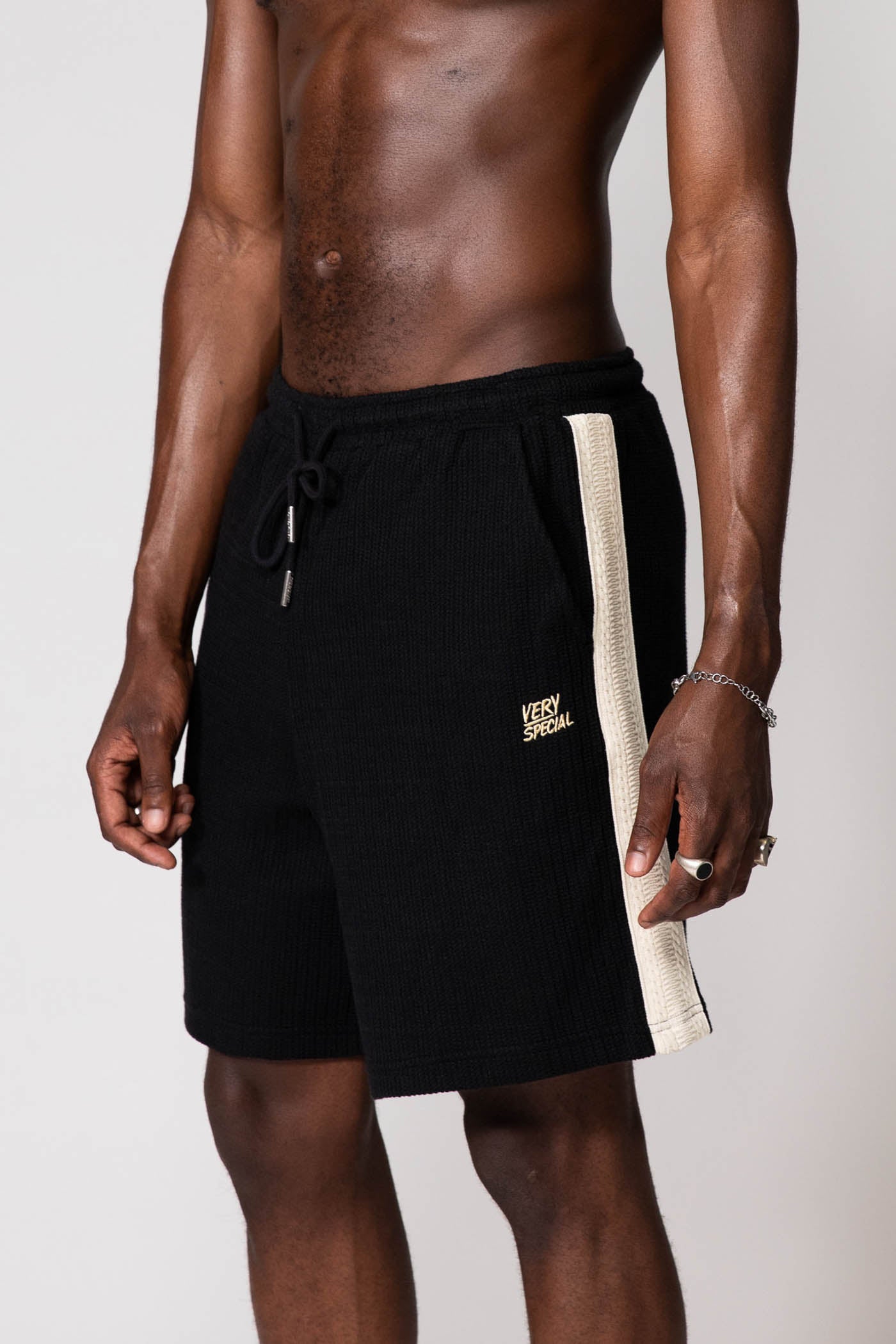 Black Knitted Relaxed Shorts