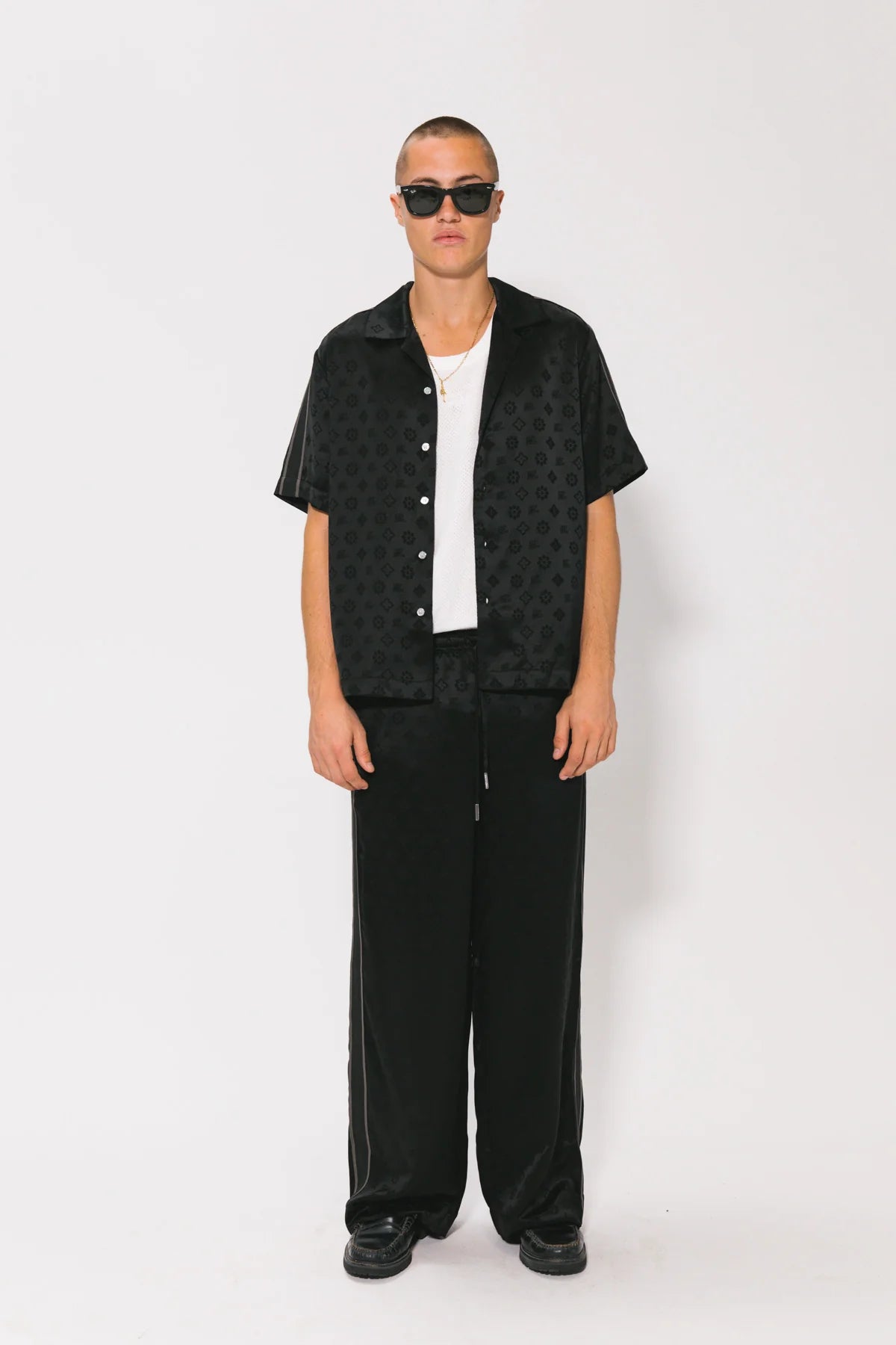 Black Jacquard Satin Set